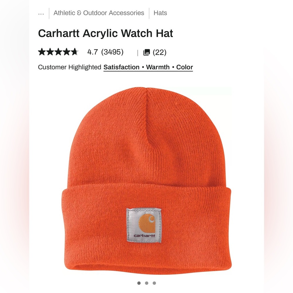 Carhartt Orange Acrylic Watch Hat/Beanie (Unisex)